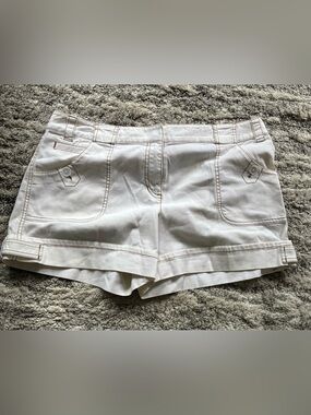 LOFT Cream High-Waist Cuffed Shorts
